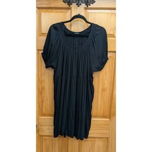 Torrid Women's Size 1 (US 14-16) Black Dress Elastic Neck Sleeve Tiered Ruffles